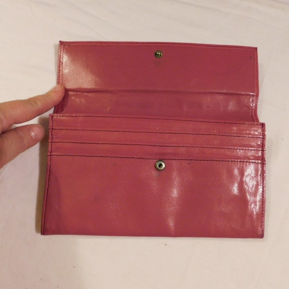 PINK multipocket WALLET 100%Leather Edward Harvey Vintage